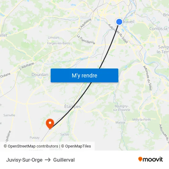 Juvisy-Sur-Orge to Guillerval map