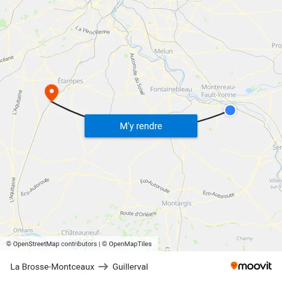 La Brosse-Montceaux to Guillerval map