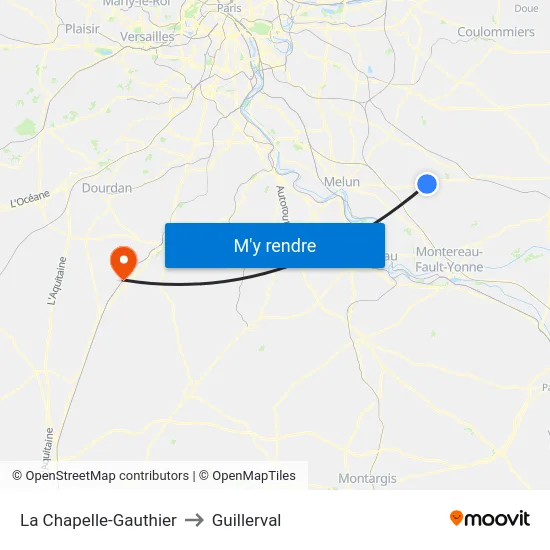 La Chapelle-Gauthier to Guillerval map