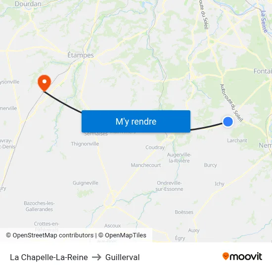 La Chapelle-La-Reine to Guillerval map