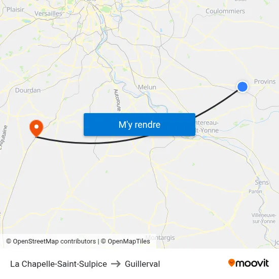 La Chapelle-Saint-Sulpice to Guillerval map