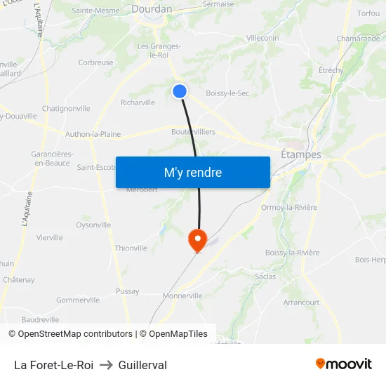 La Foret-Le-Roi to Guillerval map