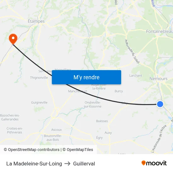 La Madeleine-Sur-Loing to Guillerval map