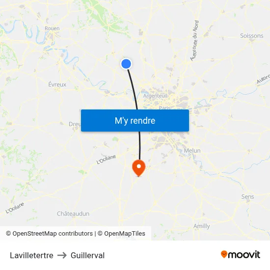 Lavilletertre to Guillerval map