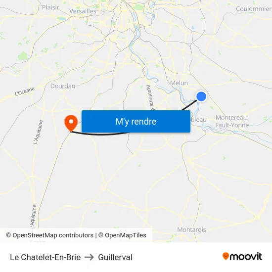 Le Chatelet-En-Brie to Guillerval map