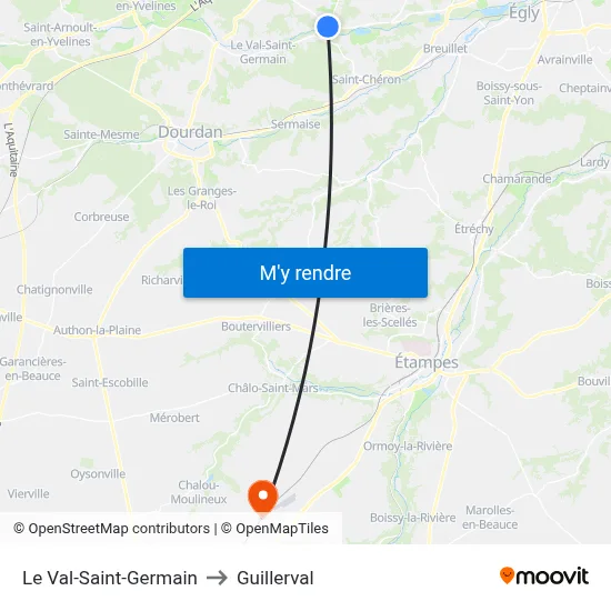Le Val-Saint-Germain to Guillerval map