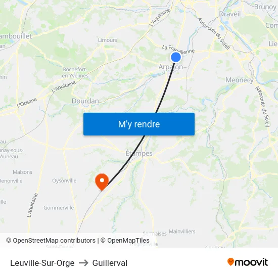 Leuville-Sur-Orge to Guillerval map