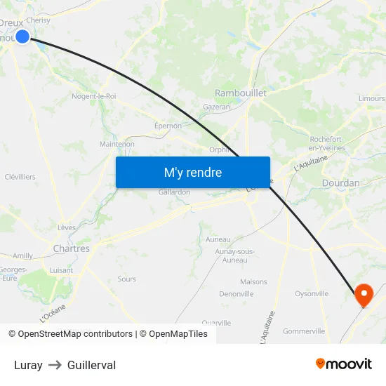 Luray to Guillerval map