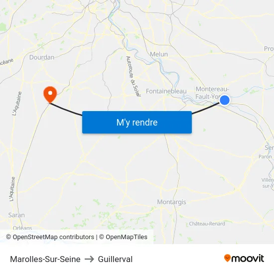 Marolles-Sur-Seine to Guillerval map