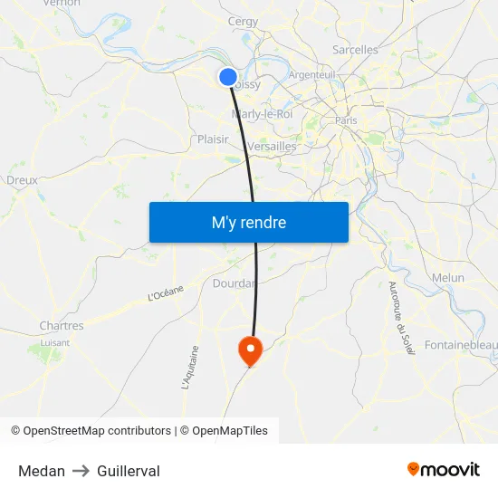 Medan to Guillerval map