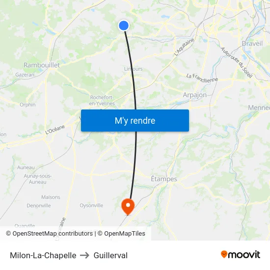 Milon-La-Chapelle to Guillerval map