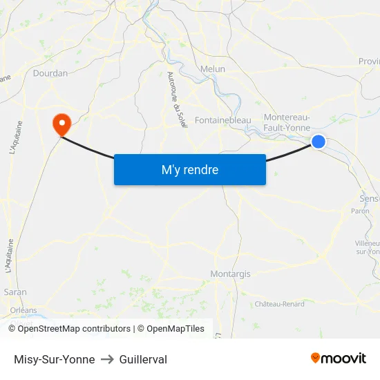 Misy-Sur-Yonne to Guillerval map