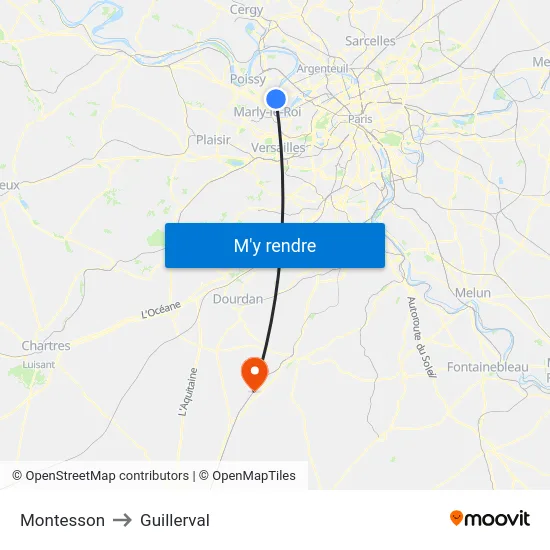 Montesson to Guillerval map