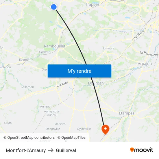 Montfort-L'Amaury to Guillerval map