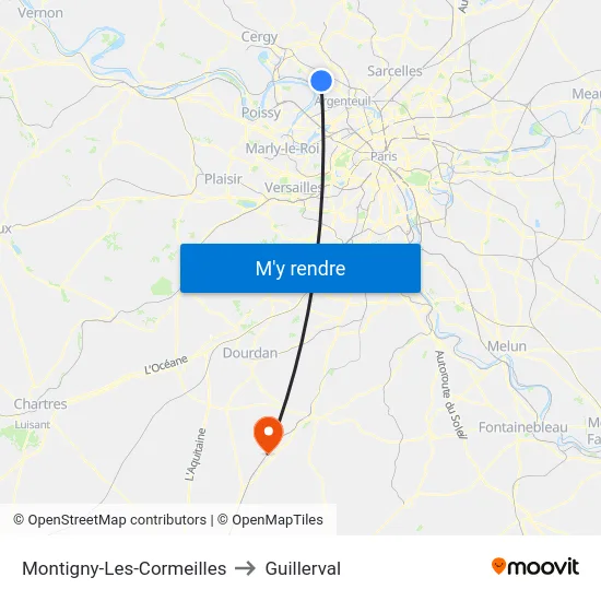 Montigny-Les-Cormeilles to Guillerval map