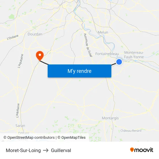 Moret-Sur-Loing to Guillerval map