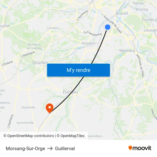 Morsang-Sur-Orge to Guillerval map