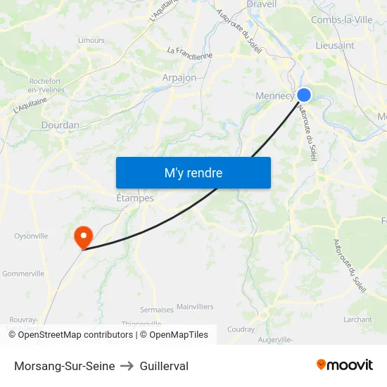 Morsang-Sur-Seine to Guillerval map