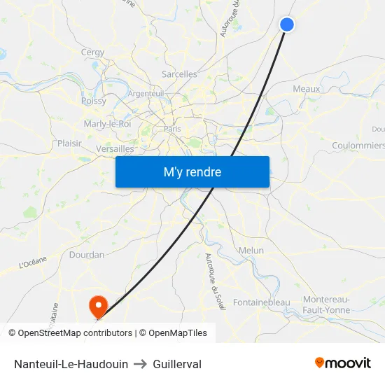 Nanteuil-Le-Haudouin to Guillerval map