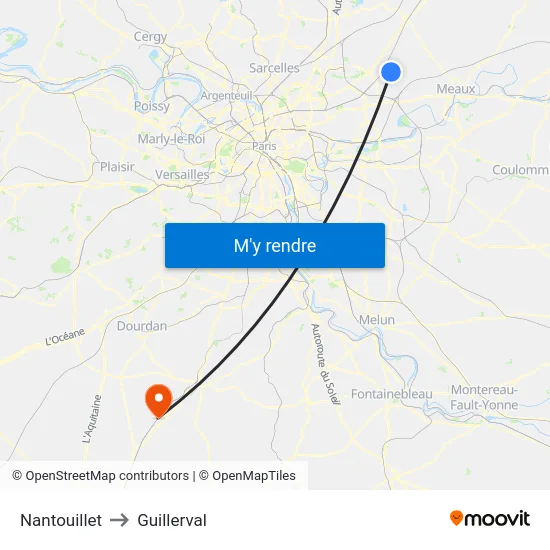 Nantouillet to Guillerval map