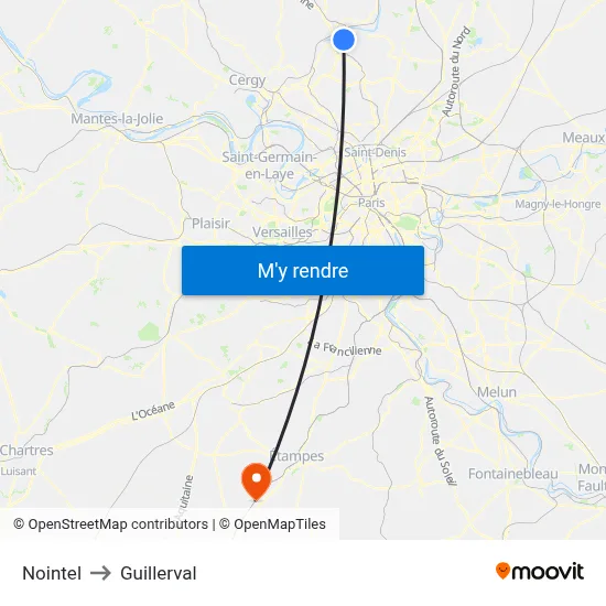 Nointel to Guillerval map