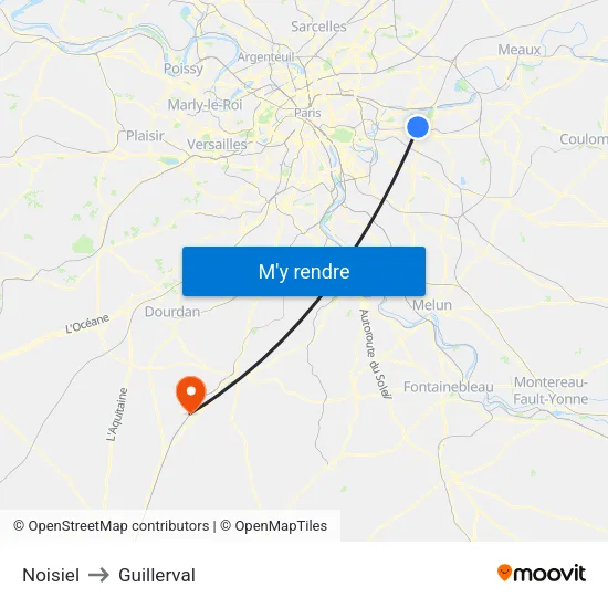 Noisiel to Guillerval map
