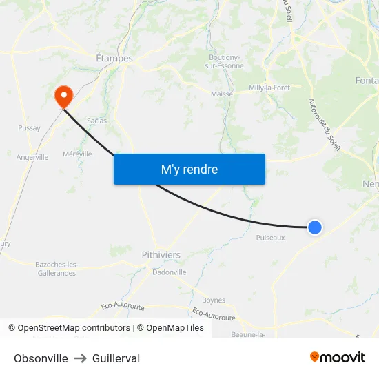 Obsonville to Guillerval map