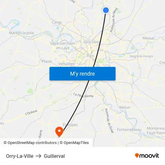 Orry-La-Ville to Guillerval map