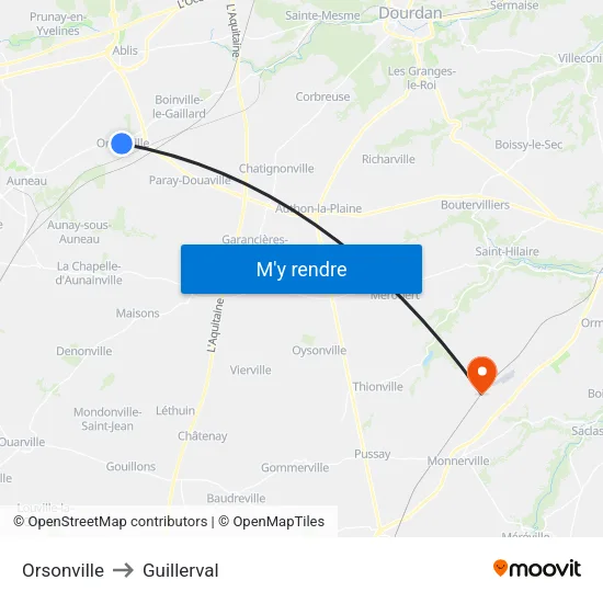 Orsonville to Guillerval map