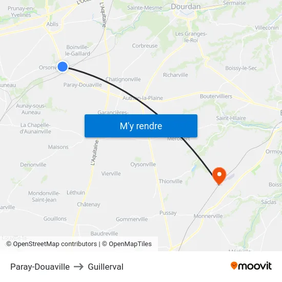 Paray-Douaville to Guillerval map
