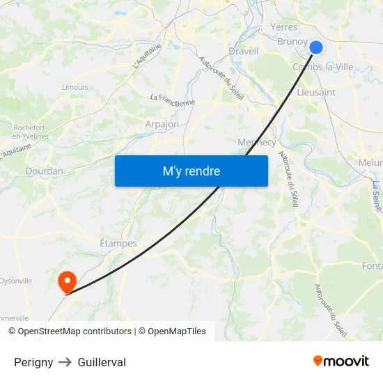 Perigny to Guillerval map