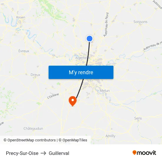 Precy-Sur-Oise to Guillerval map