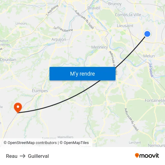 Reau to Guillerval map