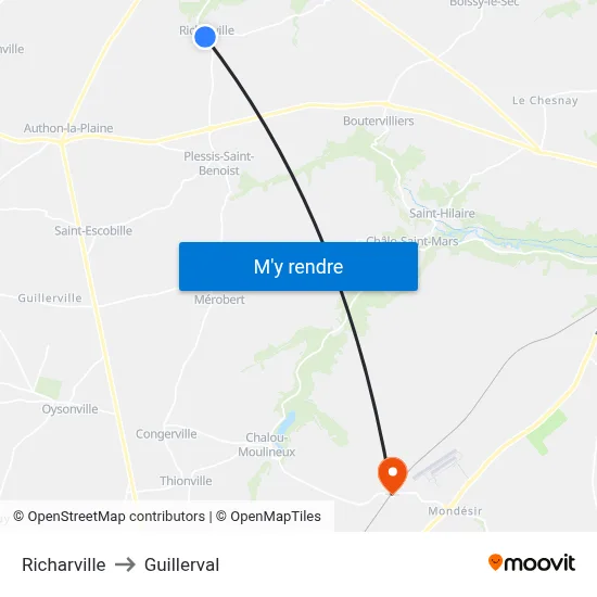 Richarville to Guillerval map