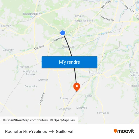 Rochefort-En-Yvelines to Guillerval map