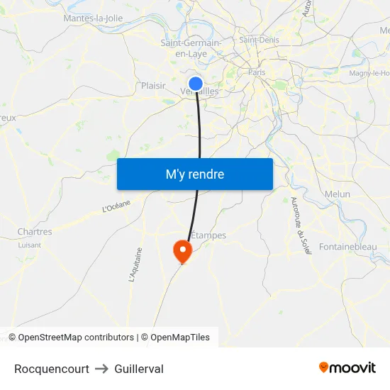 Rocquencourt to Guillerval map