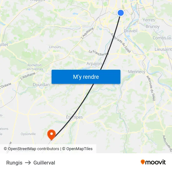 Rungis to Guillerval map