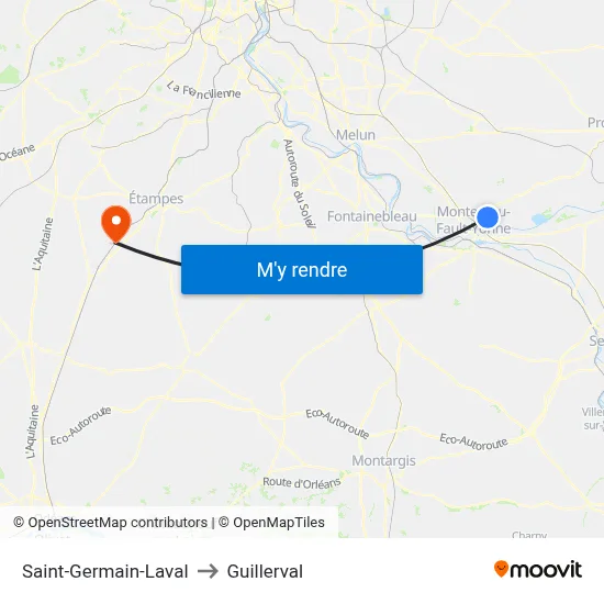 Saint-Germain-Laval to Guillerval map