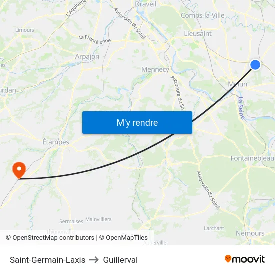 Saint-Germain-Laxis to Guillerval map