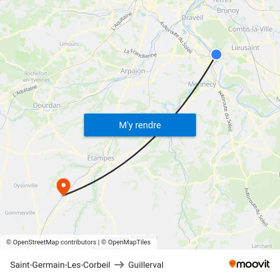 Saint-Germain-Les-Corbeil to Guillerval map