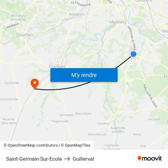 Saint-Germain-Sur-Ecole to Guillerval map