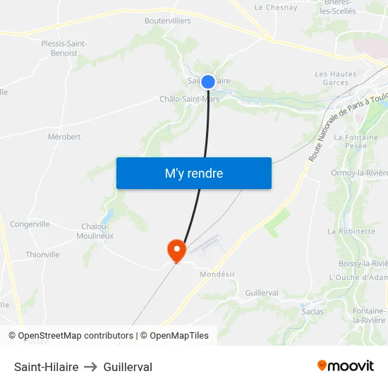 Saint-Hilaire to Guillerval map