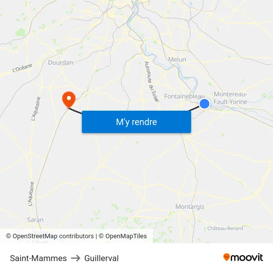 Saint-Mammes to Guillerval map