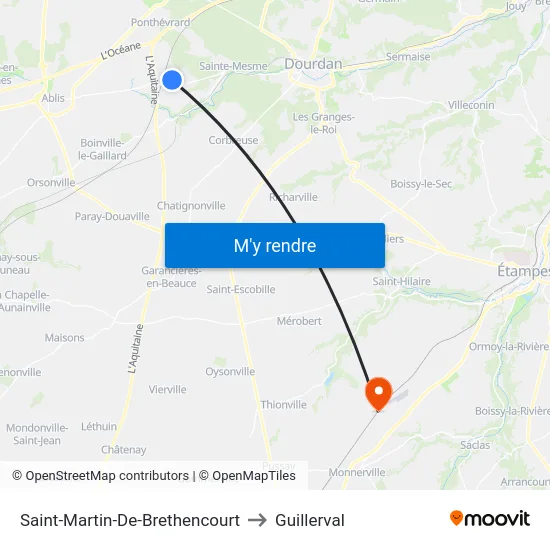 Saint-Martin-De-Brethencourt to Guillerval map