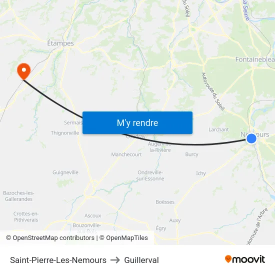 Saint-Pierre-Les-Nemours to Guillerval map