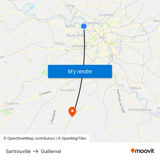 Sartrouville to Guillerval map