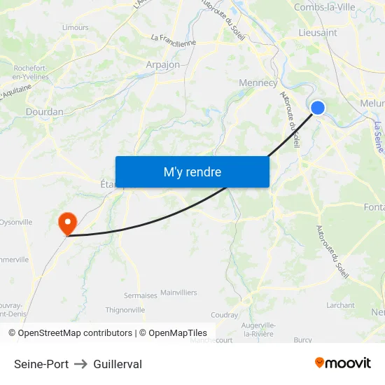 Seine-Port to Guillerval map