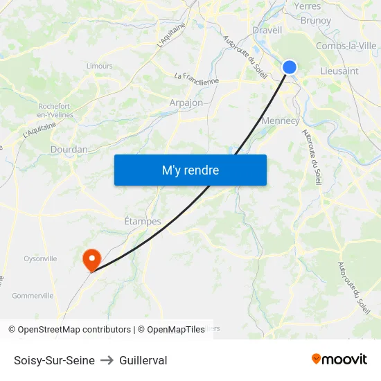 Soisy-Sur-Seine to Guillerval map