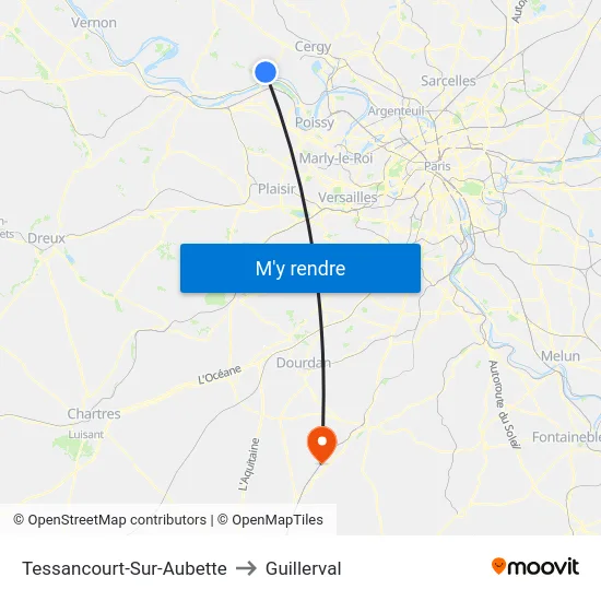 Tessancourt-Sur-Aubette to Guillerval map
