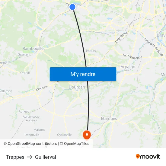 Trappes to Guillerval map